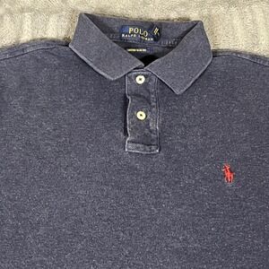 Polo Ralph Lauren Mens Custom Slim Fit Short Sleeve Polo Shirt Navy Blue Size M